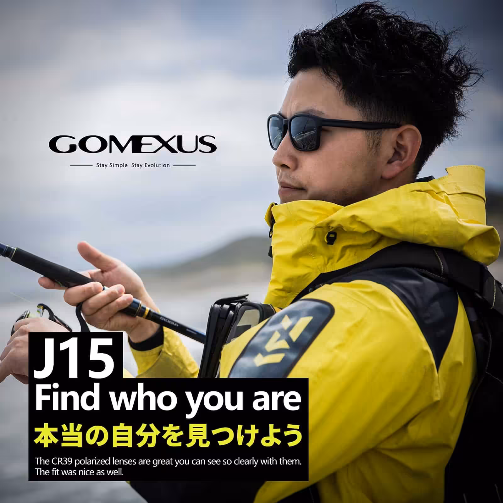 ゴメクサス J15 偏光フィッシングサングラス 新色 夏釣り向け CR-39レンズ 曇り止め 撥水効果付き