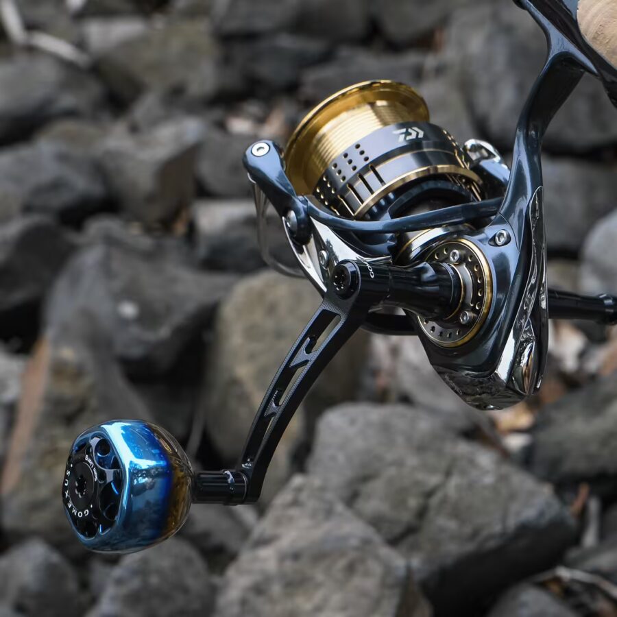 水晶に金龍チタンコーティングと、黒檀約１２ミリ 超々ジュラルミン製ハンドルチタンノブ70mm
