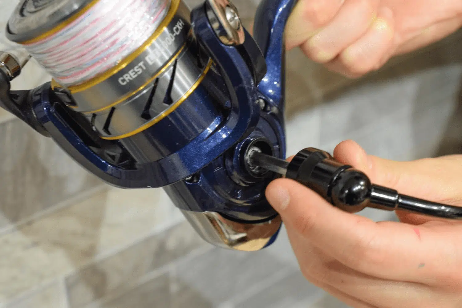 ゴメクサス共回り式スピニング用ハンドルMSL-L57の交換手順