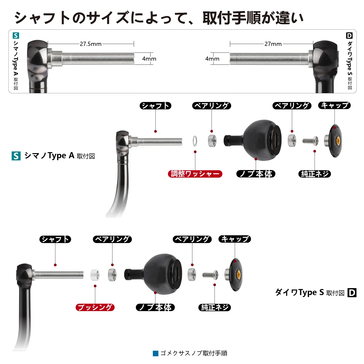 F38-S ハンドルノブ TypeA/TypeS カーボン製 38mm アップデート仕様 4 6FA38S