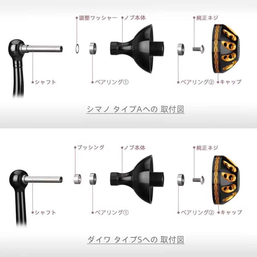 Aknob ハンドルノブ アルミ製 35-41mm TypeA/S