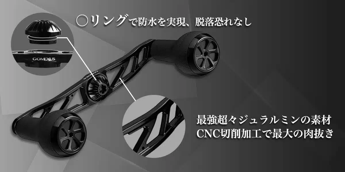 CH-P27 超々ジュラルミン製ハンドル TPE製ノブ 100mm 3 ゴメクサス ダブルハンドル ベイト