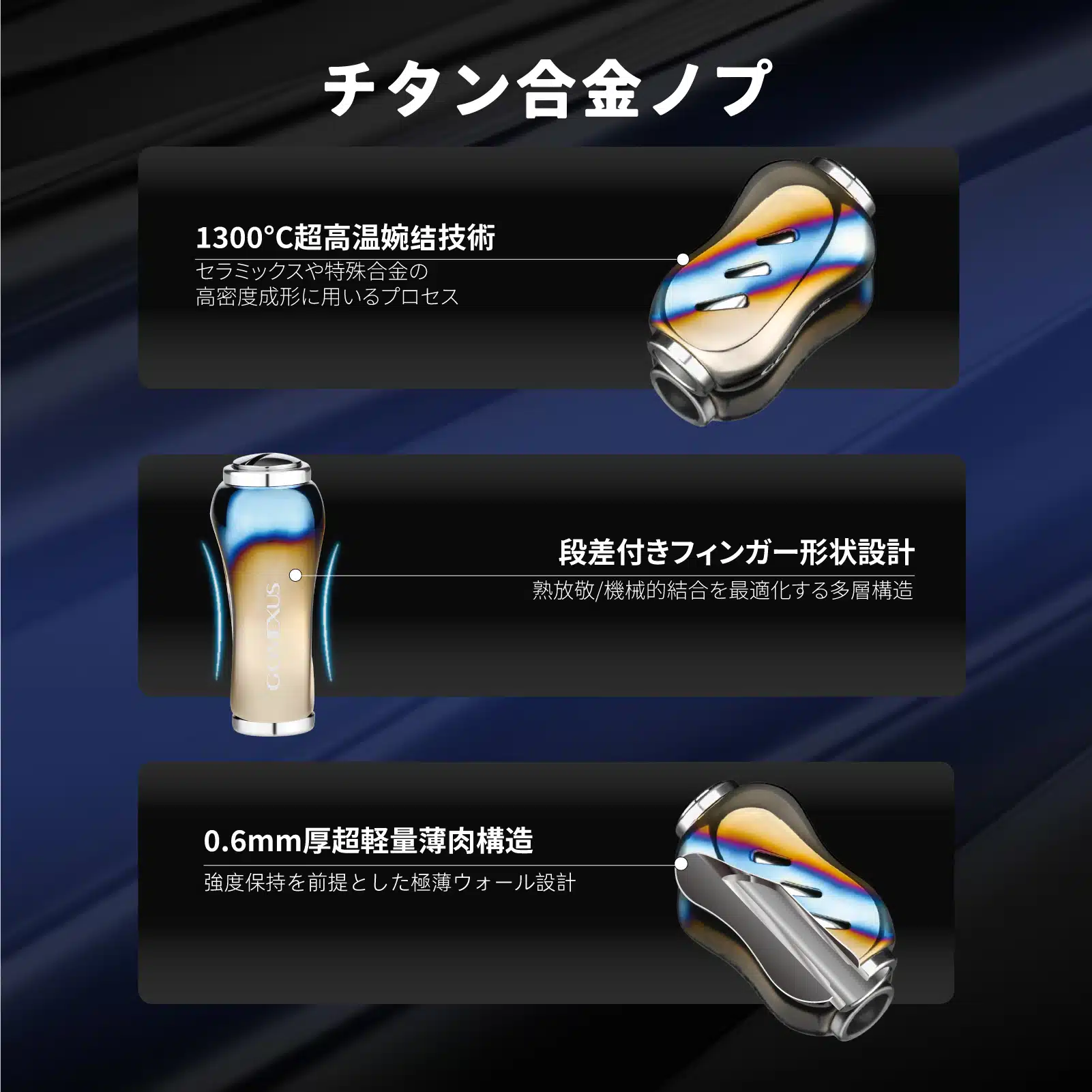 CH-T22 アルミ製ベイトリールハンドル チタン製ノブ 90mm バス・シーバス汎用 5 ベイトリール チタン合金製 ハンドル カスタム