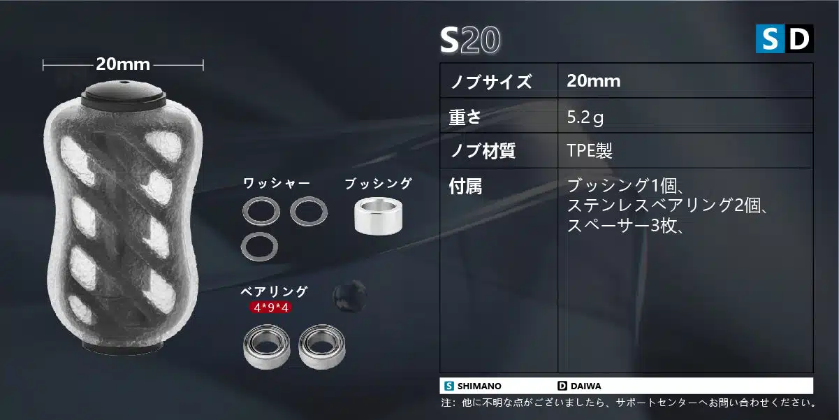 S20 ハンドルノブ TypeA/TypeS TPE製 20mm 1 S20 06 dad206fc e9a5 4e45 8785 89884f5fc883