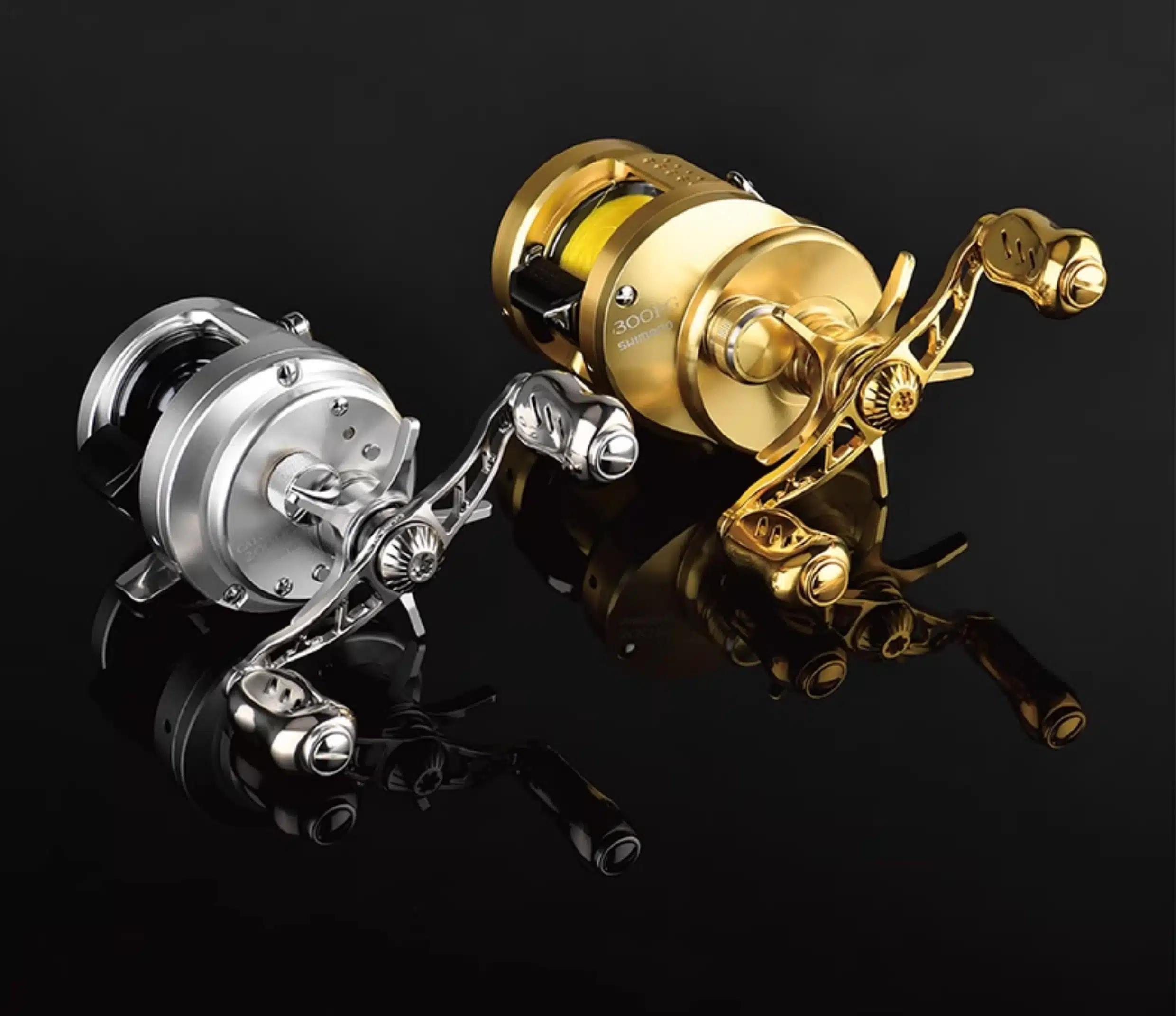 CH-T22 アルミ製ベイトリールハンドル チタン製ノブ 90mm バス・シーバス汎用 12 金と銀のリール