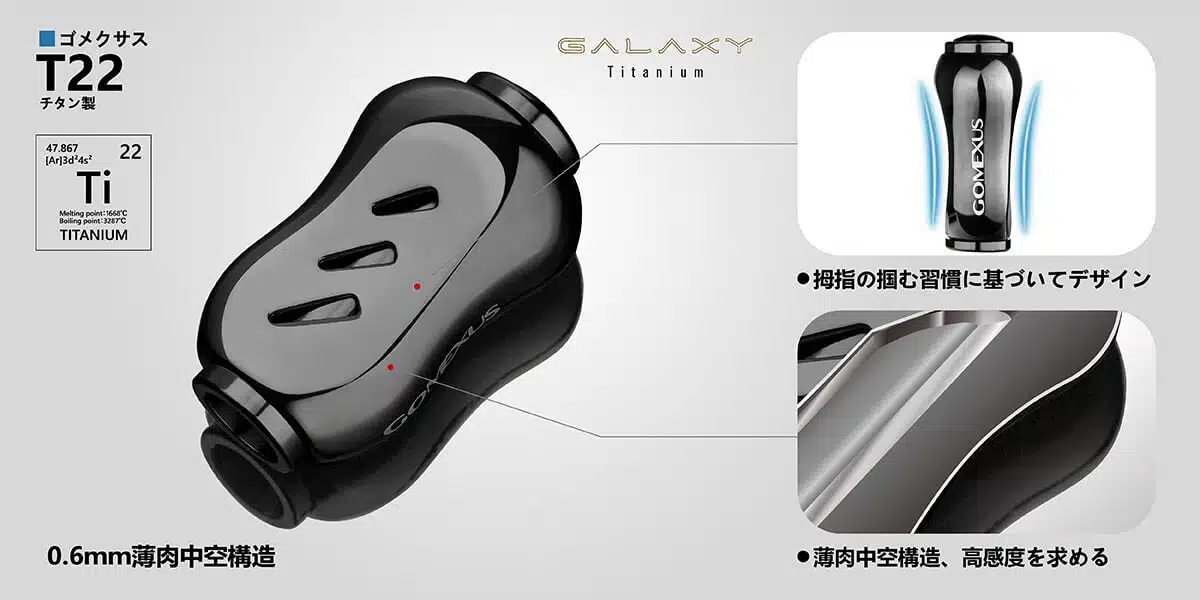 T22-BK ハンドルノブ TypeA/TypeS チタン製 22mm 2 ゴメクサス T22ノブ チタン製