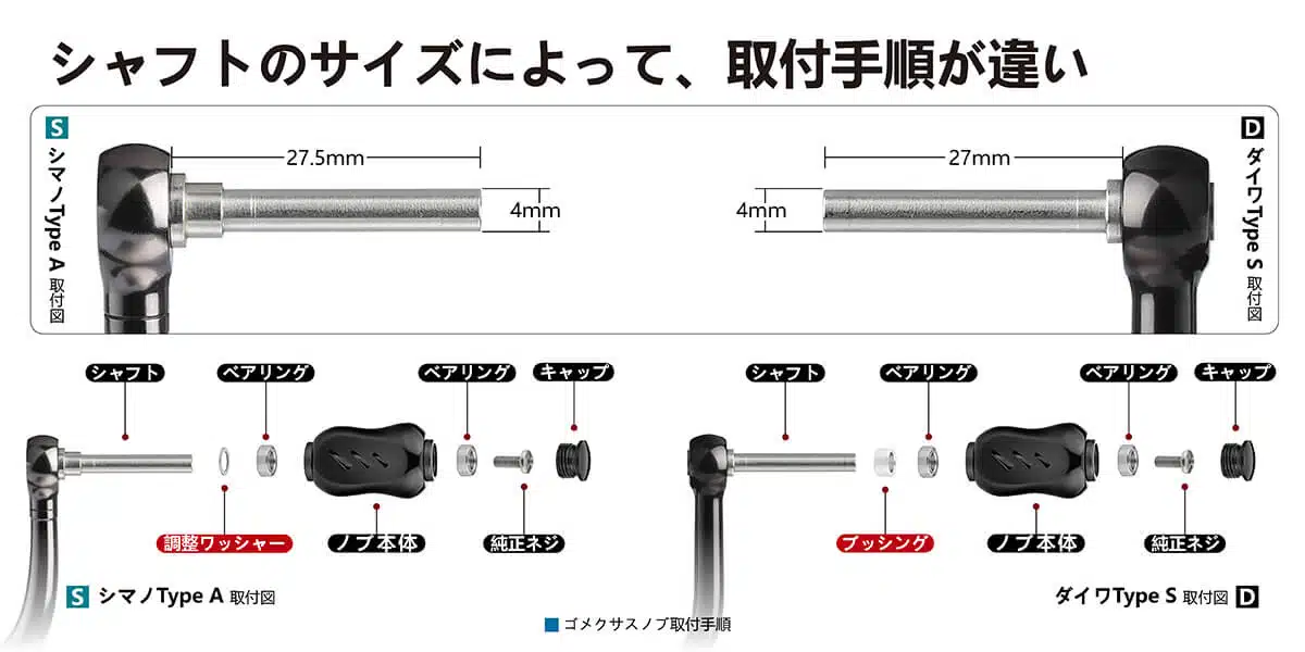 T22-BK ハンドルノブ TypeA/TypeS チタン製 22mm 8 ゴメクサス T22ノブ チタン製