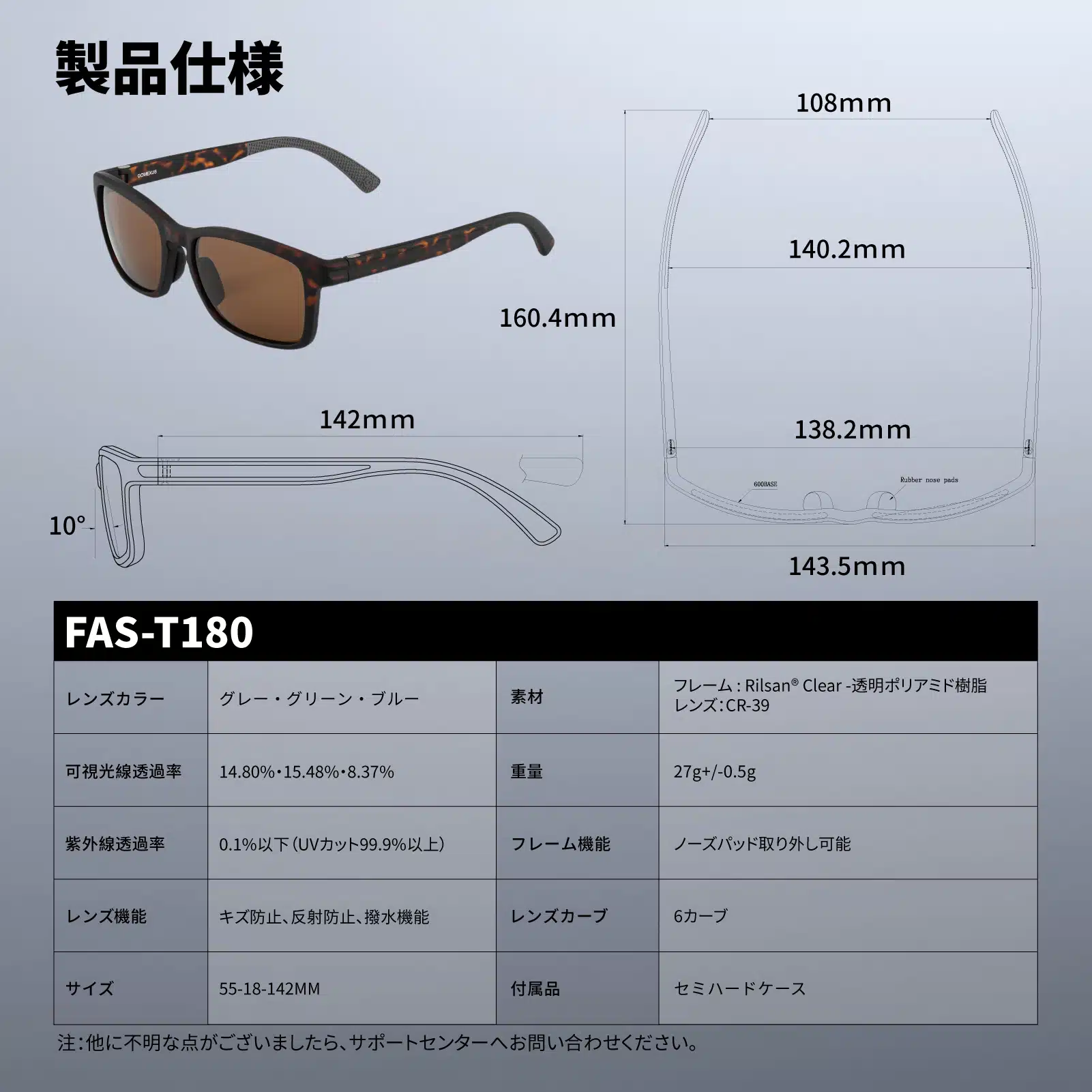 ゴメクサス　サングラス　規格　