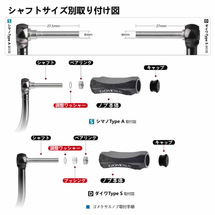 CraftFin　ライトゲームハンドルノブ　TypeA/TypeS　CF/ナイロン複合材料　18mm　水戸口弘樹氏の全面監修 アジング　エリアトラウト向け - 画像 (8)