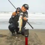 サーフスタンド　サーフ釣り　自撮り